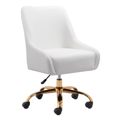 Zuo Modern Madelaine Ergonomic High-Back Office Chair, White/Gold