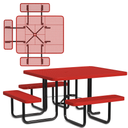 Leisure Craft Square ADA Outdoor Picnic Table, 29-1/4"H x 75"W x 80"D, Black/Red