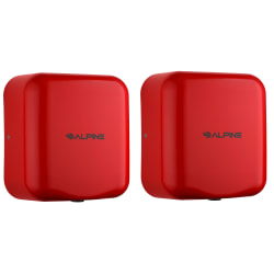 Alpine Industries Hemlock Commercial Automatic High-Speed Electric Hand Dryers, Red, Pack Of 2 Dryers
