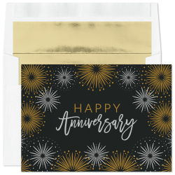Custom Full-Color All Occasion Anniversary Cards And Foil Envelopes, 7-7/8" x 5-5/8", Anniversary Fireworks, Box Of 25 Cards