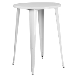 Flash Furniture Commercial Grade 30" Round Metal Indoor-Outdoor Bar Height Table, White