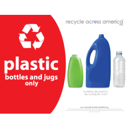 Recycle Across America Plastics Standardized Recycling Label, PLAS-8511, 8 1/2" x 11", Red