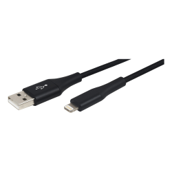 Ativa® USB-Type-A-To-Lightning Braided Aluminum Charge And Sync Cable, 3', Black, 45843