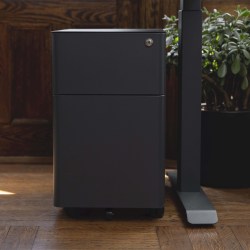 Branch Furniture Small 20"D Vertical 2-Drawer Mobile Filing Cabinet, Charcoal