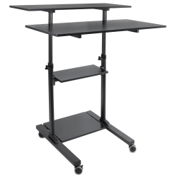 Mount-It! MI-7970 Height-Adjustable Mobile Standing Desk Workstation, 55"H x 39-1/2"W x 26"D, Black