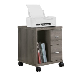 Monarch Specialties 18"D Vertical 2-Drawer Mobile Office Cabinet, Dark Taupe