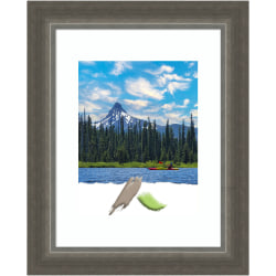 Amanti Art Rectangular Wood Picture Frame, 14" x 17", Matted For 8" x 10", Domus Dark Silver