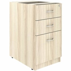 Lorell Essentials 3-Drawer Fixed Pedestal File Cabinet - for Box, File - Modern Elm - Assembly Required