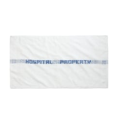 Medline Hospital/VA Property Cotton Terry Bath Towels, 20" x 40", 5 Lb, White, Pack Of 12