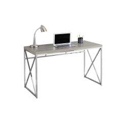 Monarch Specialties Contemporary 48"W Computer Desk With Framed Criss-Cross Legs, Chrome/Dark Taupe