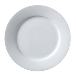 Hoffman Vertex China Ceramic Argyle Collection Rolled Edge Plates, 9", Bright White, Case Of 24 Plates