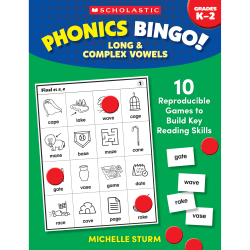 Scholastic Teaching Solutions Phonics Bingo Activity Book, Long & Complex Vowels, Kindergarten to Grade 2