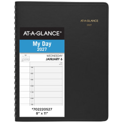 AT-A-GLANCE® 2027 Two Person Daily Appointment Book, Black, Large, 8" x 11"