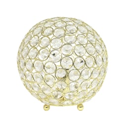 Elegant Designs Crystal Ball Table Lamp, 8"H, Gold