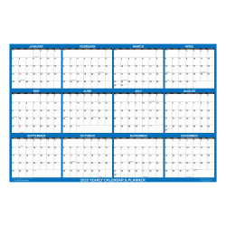2025 SwiftGlimpse Daily/Yearly Wall Calendar, 36" x 54", Navy, January 2025 To December 2025, SG 2025 NAVY