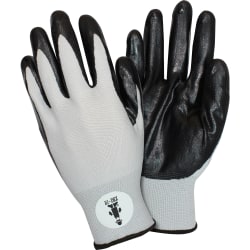 Safety Zone Black/Gray Coated Knit Gloves - Nitrile Coating - Medium Size - Black, Gray - Knitted - For Industrial
