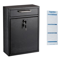 Alpine AdirOffice Large Ultimate Steel Wall Mounted Drop Box Mailbox, 16-1/4"H x 11-1/4"W x 4-3/4"D, Black