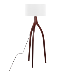 LumiSource Wishbone Contemporary Floor Lamp, 54-3/4"H, White/Walnut