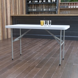 Flash Furniture Plastic Folding Table, 29"H x 24"W x 48-1/4"D, Granite White