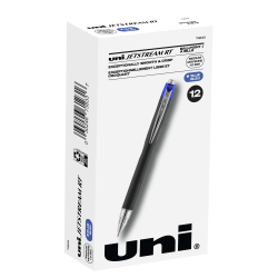 uni-ball® Jetstream™ RT Retractable Ballpoint Pens, Bold Point, 1.0 mm, Black Barrel, Blue Ink, Pack Of 12