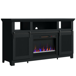 Bestier Farmhouse Electric Fireplace TV Stand For 65" TVs, 33-1/8"H x 60"W x 13-13/16"D, Black