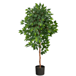 Nearly Natural Ficus 48"H Artificial Plant With Planter, 48"H x 25"W x 12"D, Green/Black