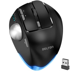 Delton T100 Wireless Trackball Rechargeable Mouse, Black, Total Qty 1
