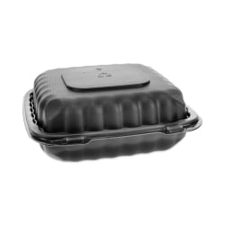 Pactiv Evergreen EarthChoice® SmartLock® Microwavable MFPP Hinged Lid Containers, 3-1/8"H x 8-5/16"W x 8-3/8"D, Black, Carton Of 200 Containers