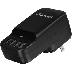 Aluratek 4-Port USB Charging Station - 120 V AC, 230 V AC Input - 5 V DC Output - 2.40 A