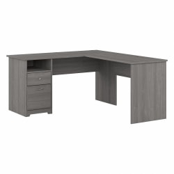 Bush Business Furniture Cabot 60"W L-Shaped Corner Desk With Drawers, Modern Gray, Standard Delivery
