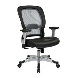 Space Seating Ergonomic Bonded Leather High-Back Executive Chair, Black
