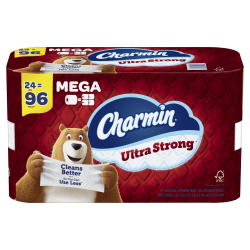 Charmin Ultra Soft Mega Roll Toilet Paper, 4" x 4", 242 Sheets Per Roll, Pack Of 24 Rolls