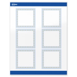 Avery® Print-To-The-Edge Labels With Sure Feed® Technology, S00-DMF-PRWGP10, Square, 3" x 3", Glossy White, Preprinted Blue Border with Gold Dots Design, Pack Of 60