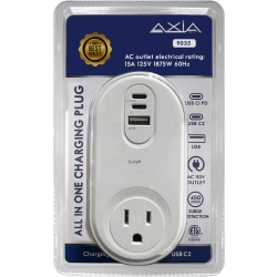 AXIA All-in-One Charging Plug with Surge Protection, White, Total Qty 1