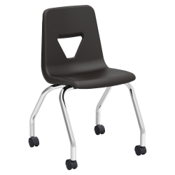 Lorell® Classroom Mobile Chairs, 18"H Seat, Black/Chrome, Set Of 2