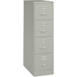 Lorell® Fortress 26-1/2"D Vertical 4-Drawer Letter-Size File Cabinet, Metal, Light Gray