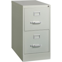 Lorell® Fortress 26-1/2"D Vertical 2-Drawer Letter-Size File Cabinet, Metal, Light Gray