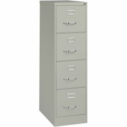 Lorell® Fortress 25"D Vertical 4-Drawer Letter-Size File Cabinet, Light Gray