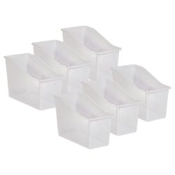 Teacher Created Resources Plastic Book Bins, 7-1/2"H x 11-3/8"W x 5-1/2"D, Clear, Pack Of 6 Bins