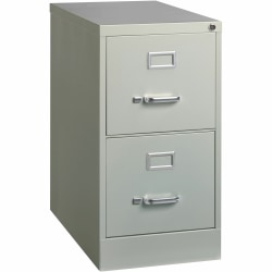 Lorell® Fortress 25"D Vertical 2-Drawer Letter-Size File Cabinet, Metal, Light Gray