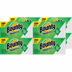 Bounty Quilted Napkins - 1 Ply - 12" Width x 12" Length - Quilted Surface - White - Paper - 200/Pack - 8 / Carton