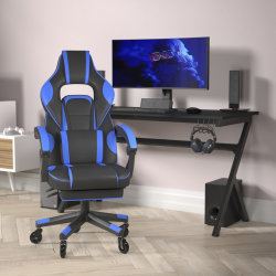 Flash Furniture X40 Ergonomic Faux Leather Racing Computer Gaming Chair, Black/Blue