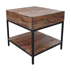 Coast to Coast Mercer End/Side Table, 24"H x 22"W x 24"D, Brownstone Nut Brown