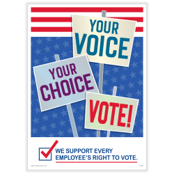 ComplyRight™ Get Out The Vote Poster, Your Voice Your Choice Vote, English, 10" x 14"