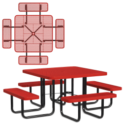 Leisure Craft Square Outdoor Picnic Table, 29-1/4"H x 80"W x 80"D, Black/Red