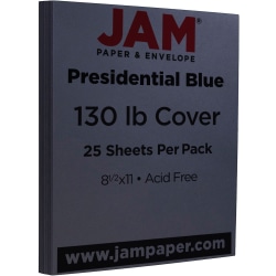 JAM Paper® Card Stock, Navy Blue, Letter (8.5" x 11"), 130 Lb, Pack Of 25