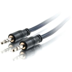 C2G 50ft 3.5mm Stereo Audio Cable with Low Profile Connectors - Plenum Rated - Aux Cable - M/M - 50 ft Audio Cable - First End: 1 x Mini-phone Stereo Audio - Male - Second End: 1 x Mini-phone Stereo Audio - Male - Shielding - Black