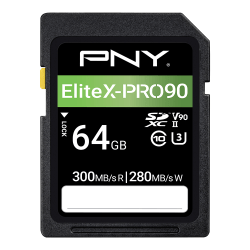 PNY EliteX-PRO90 Class 10 U3 V90 UHS-II SDXC Flash Memory Card, 64GB