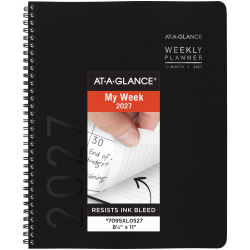 AT-A-GLANCE® Contemporary Lite 2027 Weekly Monthly Planner, Black, Large, 8 1/4" x 11"