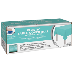 Amscan Boxed Plastic Table Roll, Robin’s Egg Blue, 54" x 126’